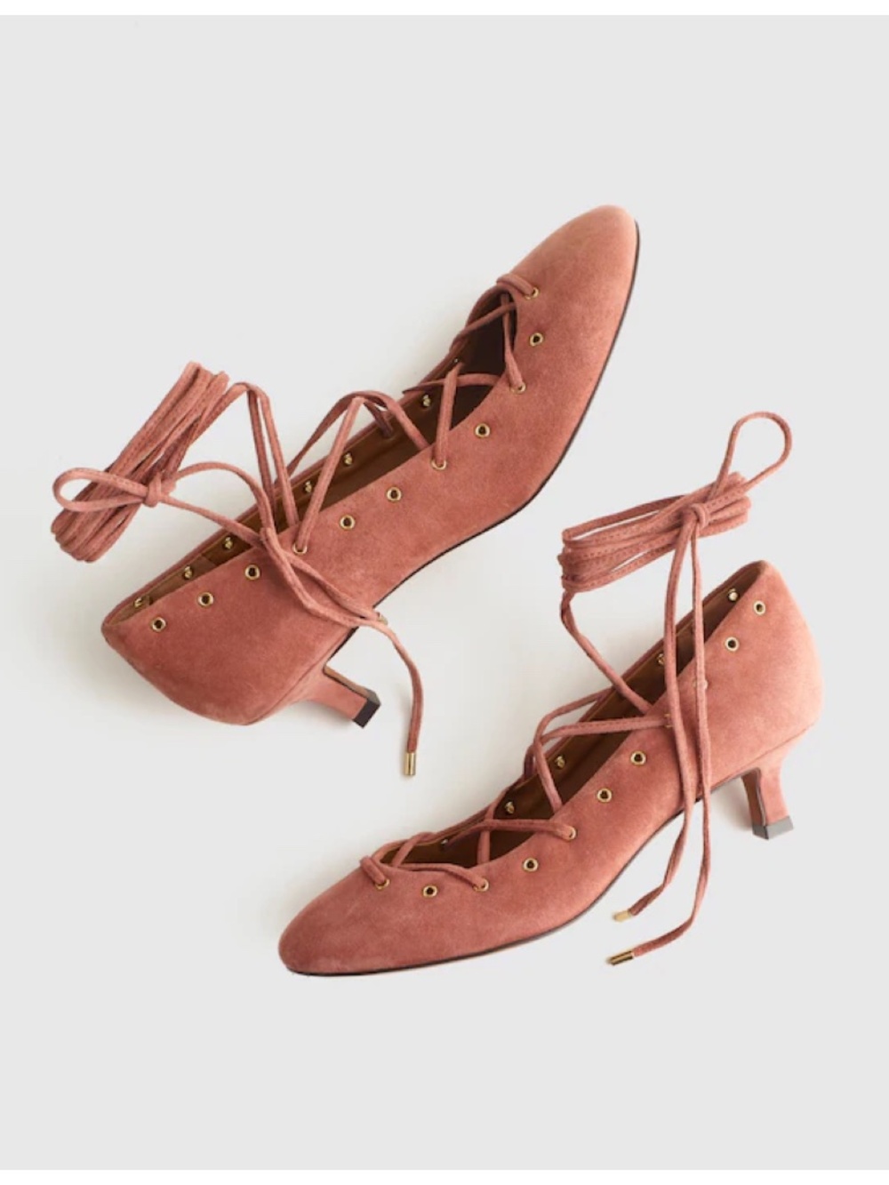 New Madewell The Remy Lace Up Pump Rosy Mauve Sz 8 - Picture 2 of 13